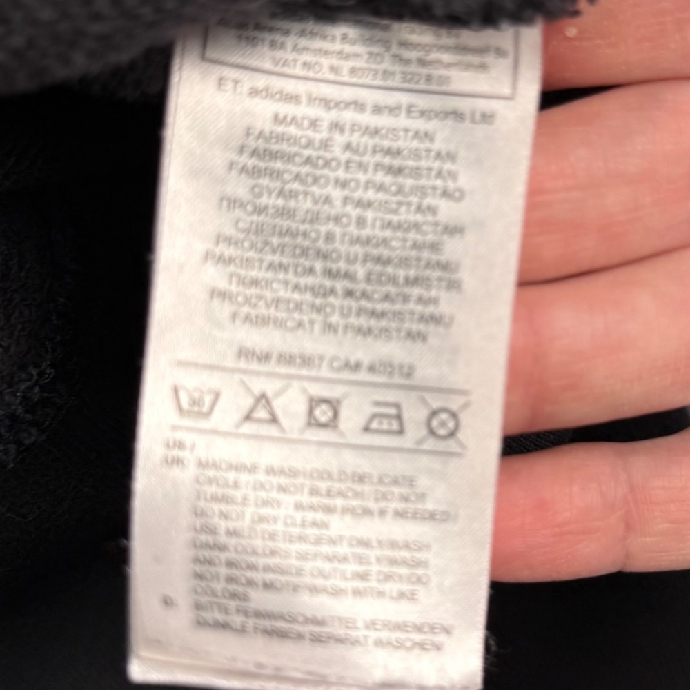 Y2K 90s Adidas Originals Womens Small Cropped Hoodie Black Double Logo Retro Gym - Picture 7 of 9